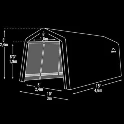 Auto Shelter, 10' x 15' x 8', Peak Style Instant Garage, Sandstone