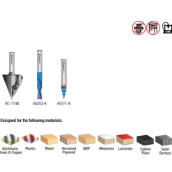CNC Sign Making Router Bit Set 1/4" SH