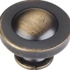 Cordova Knob, 1-1/4" Dia., Antique Brushed Satin Brass
