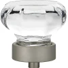 Eclectic Knob, 1-5/16" D, Matte Nickel, Clear