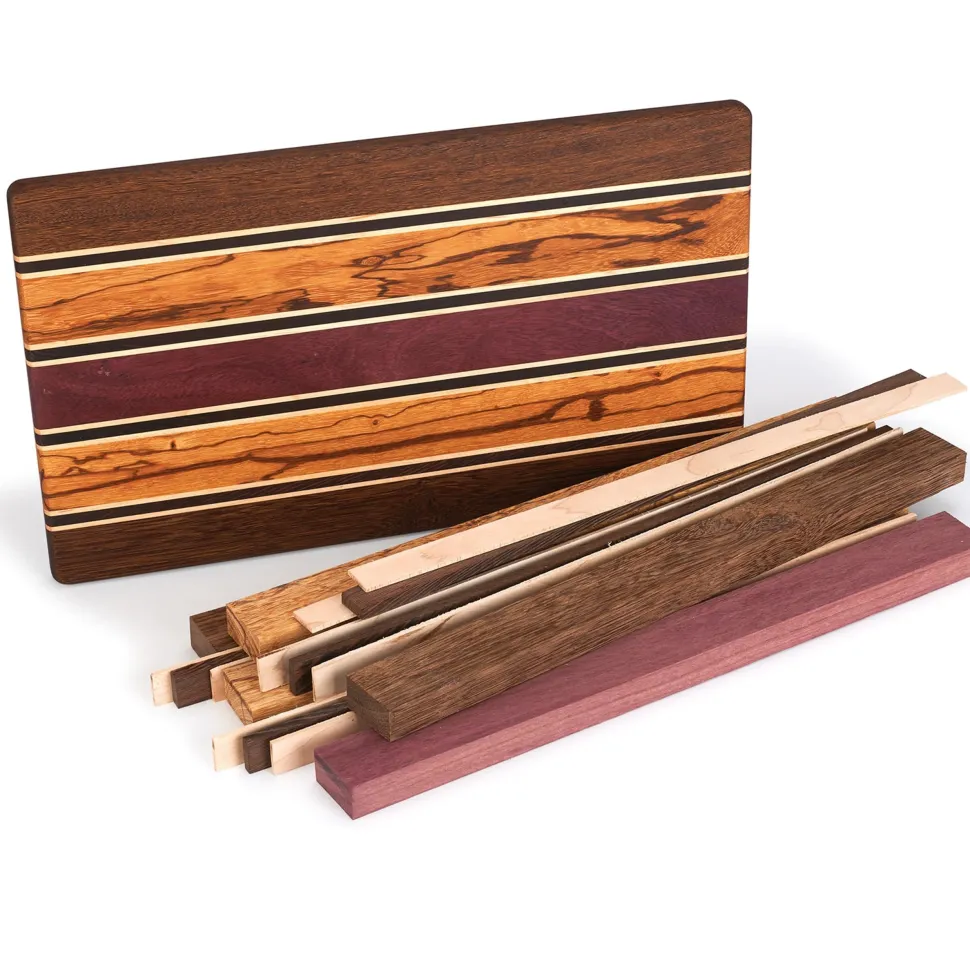Exotic Cutting Board Kit 3/4" x 9-1/2" x 16" Brownheart, Maple, Marblewood, Purpleheart & Wenge