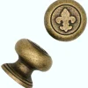 Fleur De Lis Round Knob, Brass Oxide