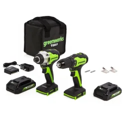 GW 24V BL Drill / Impact Driver with Two 2AH Batteries and Charger