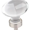 Harlow Large Football Glass Knob,1-5/8" O.L., Satin Nickel