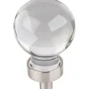 Harlow Small Sphere Glass Knob, 1-1/16" Dia Satin Nickel