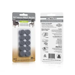 Heavy Duty Self Stick Felt Pads 3/4" Round 20 Piece