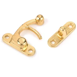 Hook Latch with Screws Large Polished Brass Plated