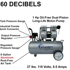 1HP 8 Gallon Oil-Free Aluminum Tank Air Compressor