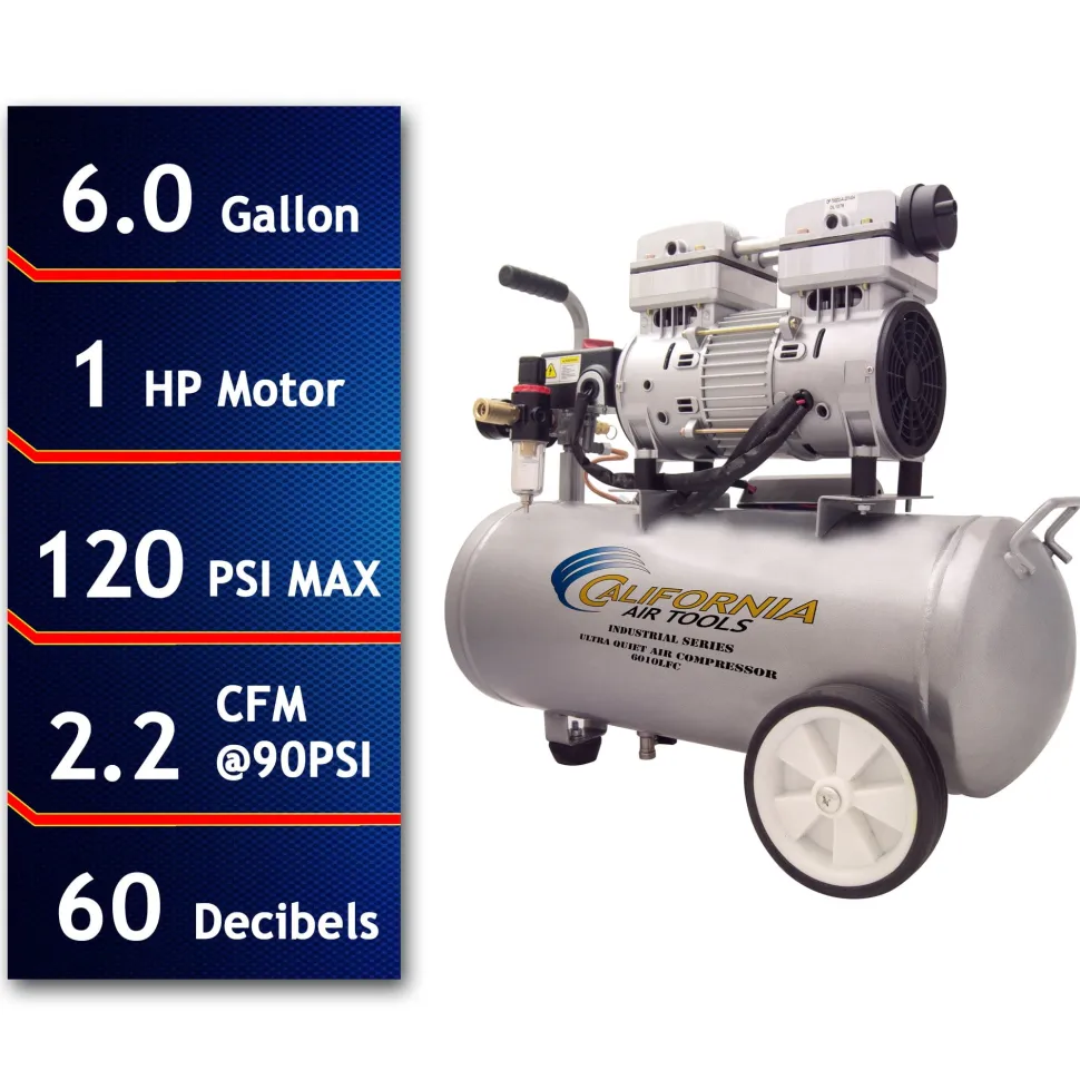 1HP 6 Gallon Oil-Free Steel Tank Air Compressor
