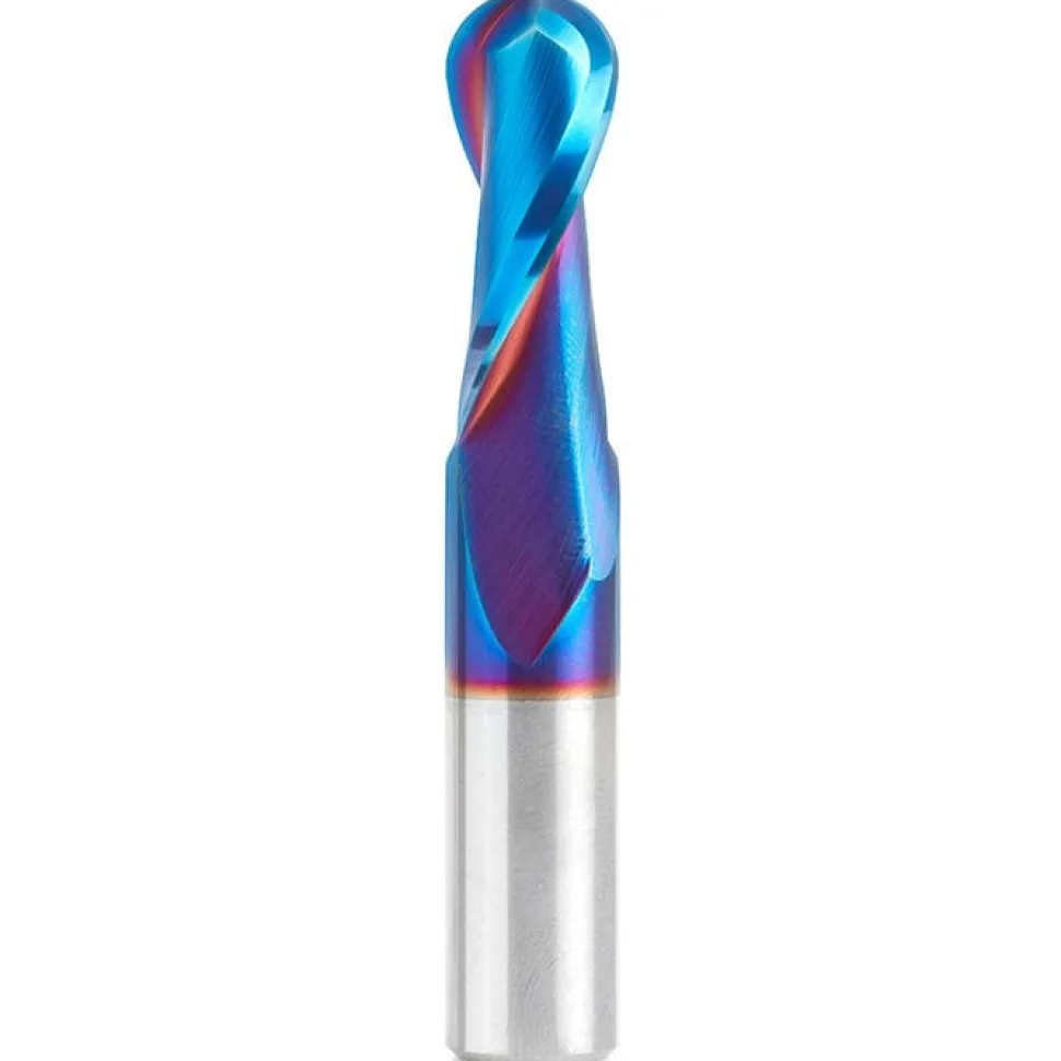 46380-K Spiral Up-Cut Ball Nose Double Flute Router Bit 1/4"R 1-1/4"CH 1/2"D 1/2"SH 3"OL