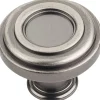 Lafayette Knob, 1-3/8" Dia., Brushed Pewter