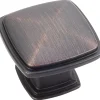 Milan 1 Plain Square Knob, 1-3/16" O.L.,, Brushed Oil Rubbed Bronze
