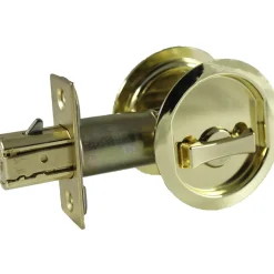 2-7/16" (62 mm) Pocket Door Pull Round Bright Brass Privacy