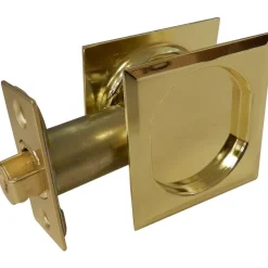 2-7/16" (62 mm) Pocket Door Pull Square Bright Brass Passage