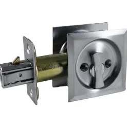 2-7/16" (62 mm) Pocket Door Pull Square Brushed Chrome Privacy