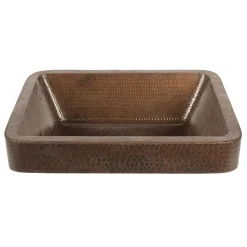 17" Rectangle Skirted Vessel Hammered Copper Sink