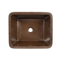 17" Rectangle Skirted Vessel Hammered Copper Sink