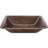 Rectangle Under Counter Hammered Copper Bathroom Sink