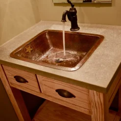 Rectangle Under Counter Hammered Copper Bathroom Sink