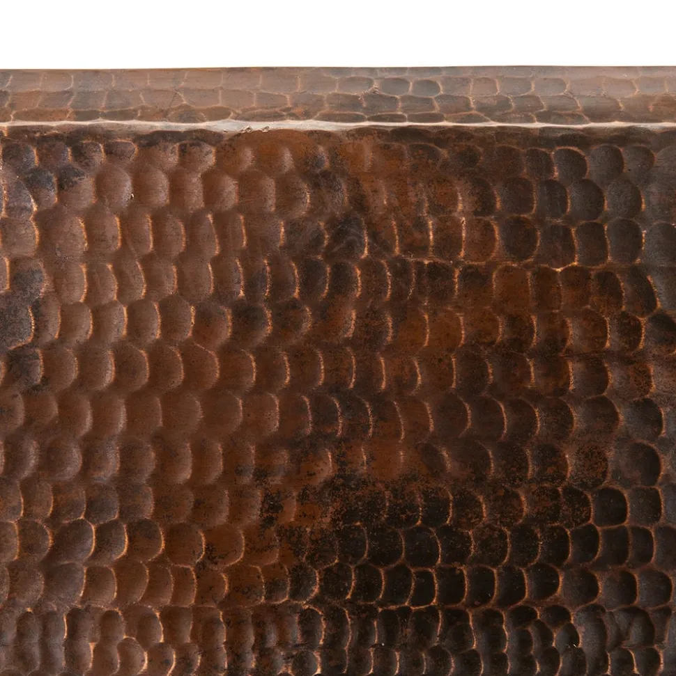 Rectangle Under Counter Hammered Copper Bathroom Sink