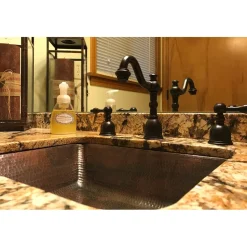 Rectangle Under Counter Hammered Copper Bathroom Sink