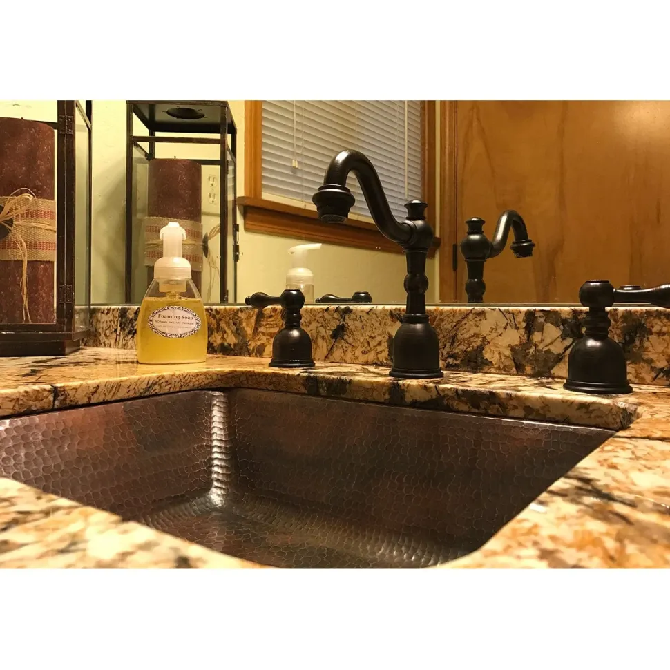 Rectangle Under Counter Hammered Copper Bathroom Sink