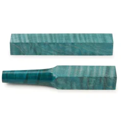 Stabilized & Dyed Curly Maple Pen Blank 3/4" x 3/4" x 5" Turquoise