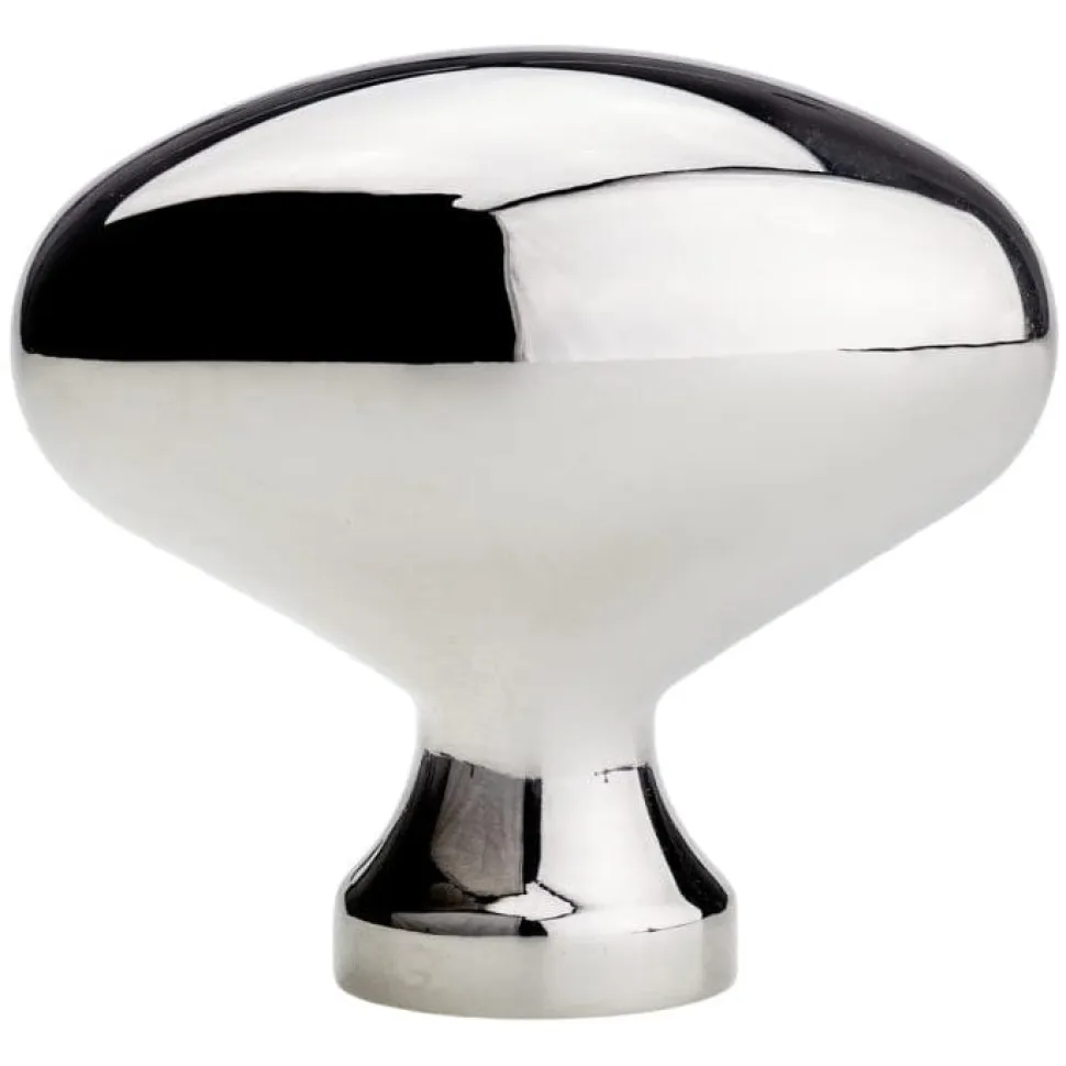 Traditional Oval Knob 1-31/32" x 1-3/32" Polished Nickel