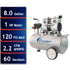 8010 Ultra Quiet and Oil-Free 1.0 HP, 8 Gal. Steel Tank Air Compressor