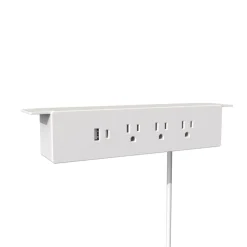 120 V Hanging Power Bar and USB Charging Station, White