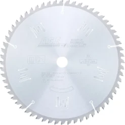 12" x 60T Carbide Tipped, Thin Kerf Finishing Cut-Off and Crosscut Blade, 0 Deg., 1" Bore, ATB